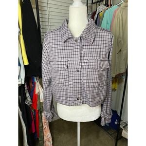 Wild Fable size L women lavender plaid moto cropped moto jacket 0734